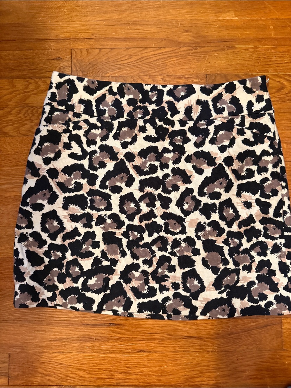 LOFT Leopard-Print Mini Skirt in Black and Brown